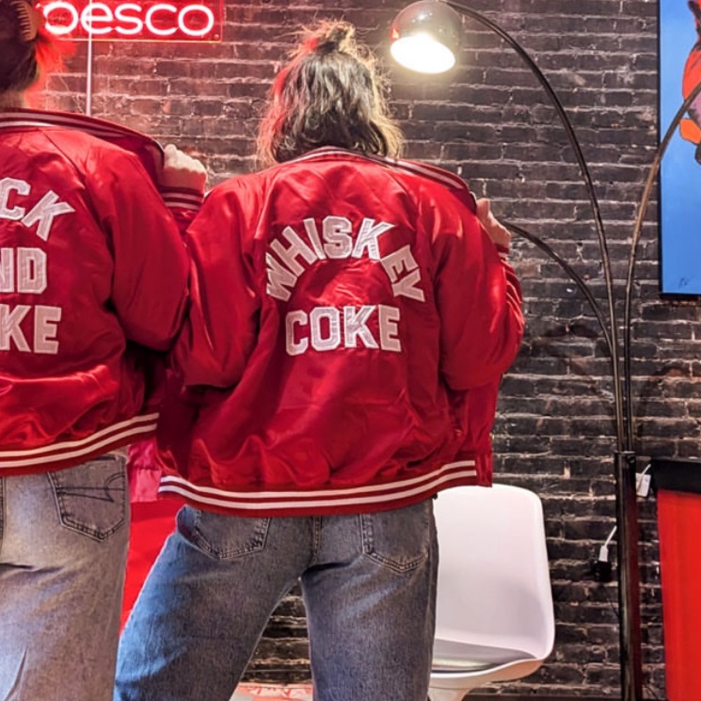 Red letterman jacket coat Whiskey Coke by Streetleisure XS NWT